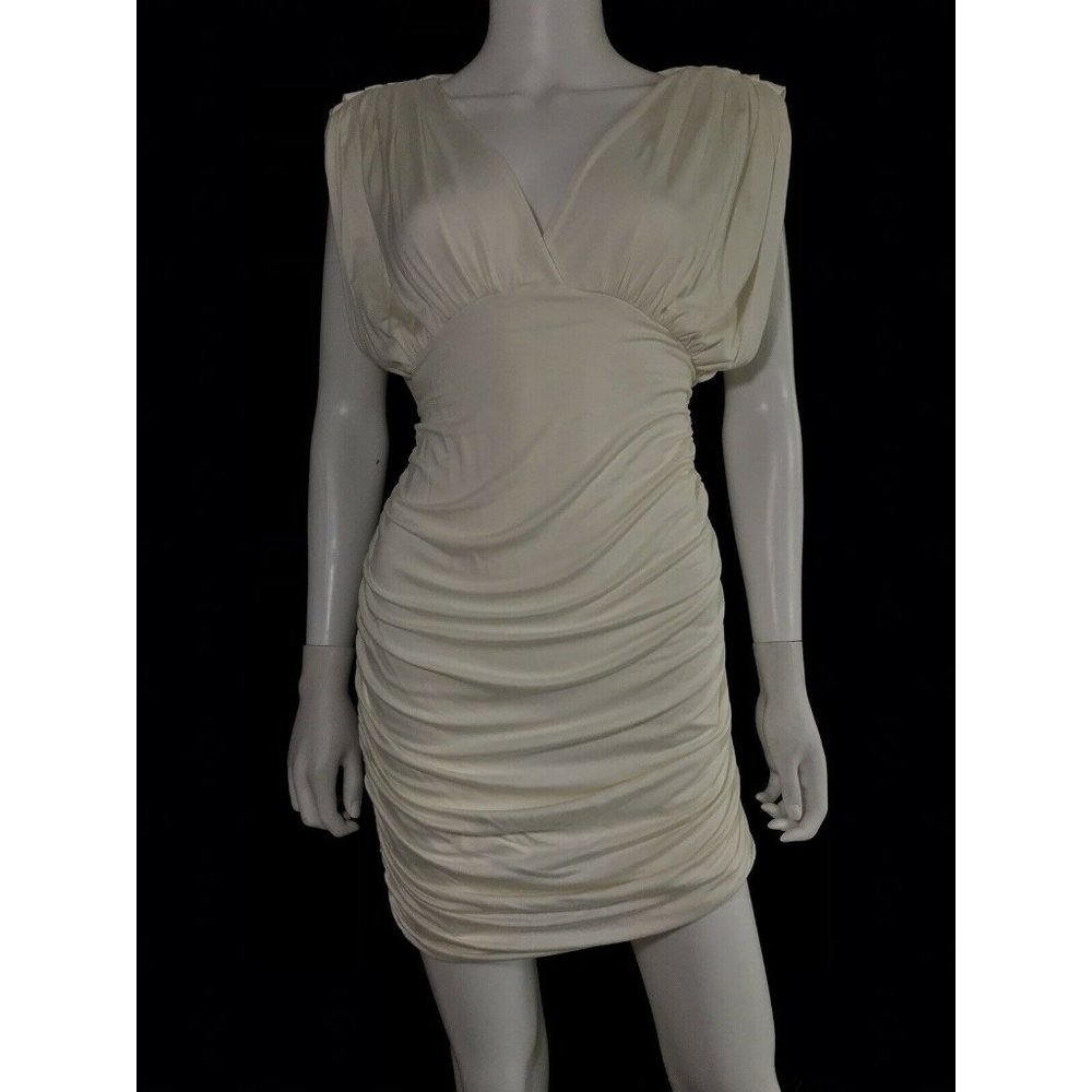 Lorie Lester Women's Dress Ivory Fitted Waist Ruched on the Sides Size XS